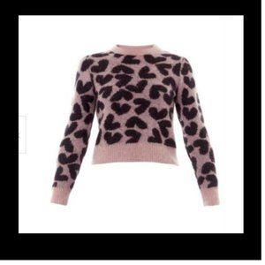 SAINT LAURENT MOHAIR SWEATER PINK HEART SIZE SMALL